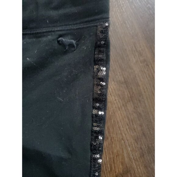 x2 VS PINK Leggings All Black & Black Sequin Activewear Stretch Size Medium Lot - Picture 3 of 8